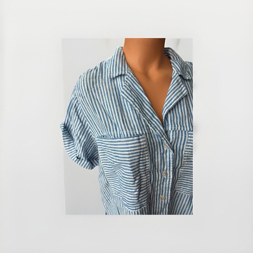 Universal Thread Blue Striped Button Down Shirt - image 2
